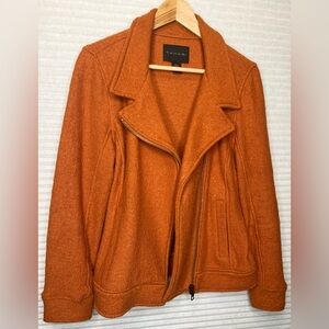 TAHARI Wool Blend Rust Orange Motorcycle Moto Jacket Size Medium